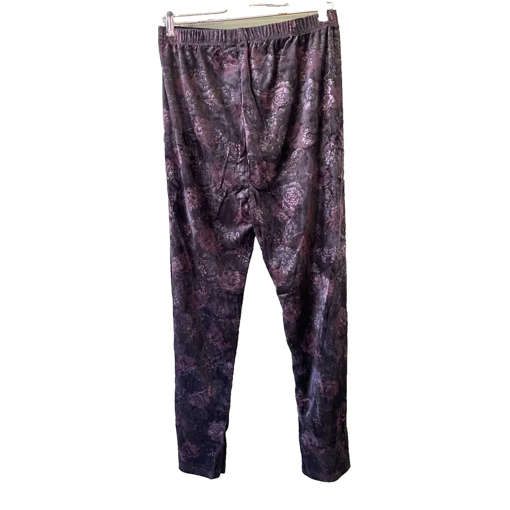 Avenue Pants Womens L/XL Soft Stretch Comfy Black Floral Whimsigoth Pull On